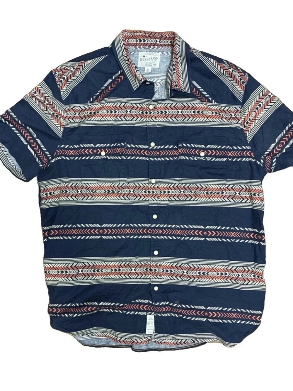 Lucky Brand Aztec Boho Pearl Snap button Western Southwestern Men's Shirt Jacket